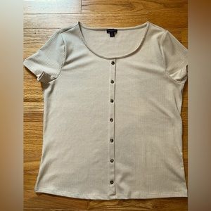 Ann Taylor Factory Crewneck Top with faux buttons Sz Medium